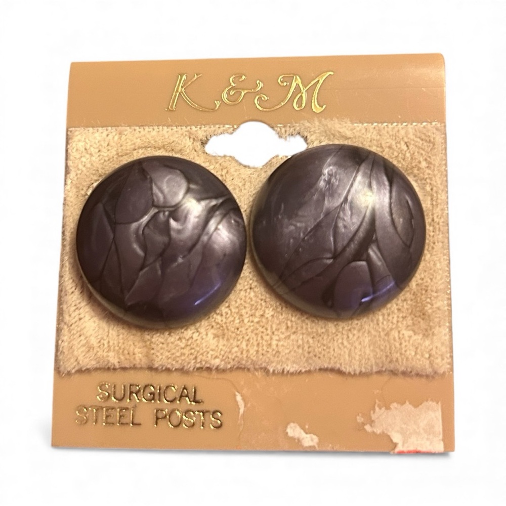 K&M Vintage Purple Button Earrings